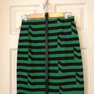 Black and Green striped pencil skirt with belt!